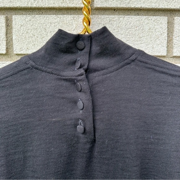 Vintage Bogner Made Italy Wool Layer Mock Neck Feather Embroidered Black Shirt - Picture 8 of 11